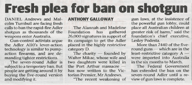 Herald Sun - Adler - 22 August 2016